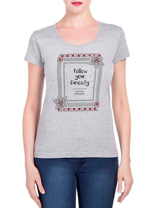 grey printed cotton regular top - 13021288 - Very Small Image - 1