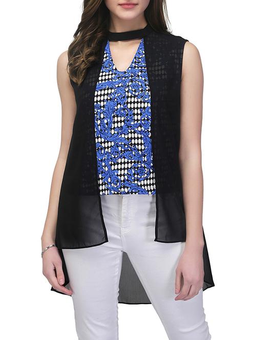 blue georgette high low top - 13048171 - Very Small Image - 1