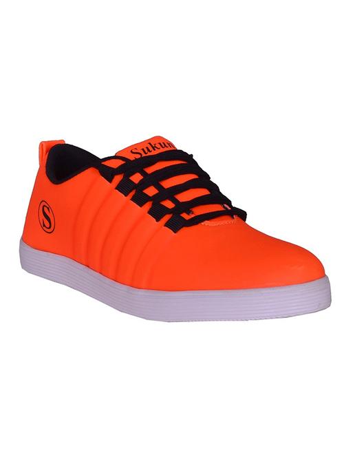 orange leatherette lace up sneaker - 13052825 - Very Small Image - 1