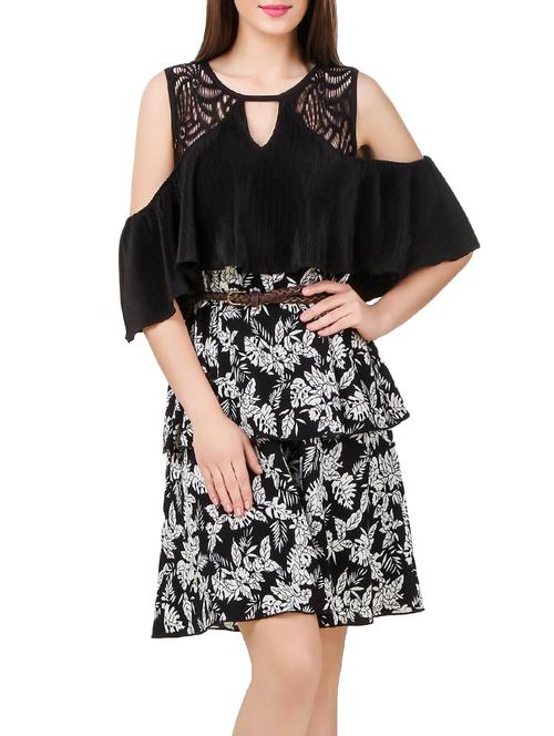 black printed hosery layered dress - 13078356 - Very Small Image - 1