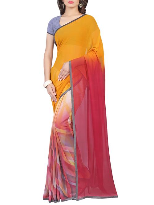 multi colored printed georgette saree - 13081184 - Very Small Image - 1
