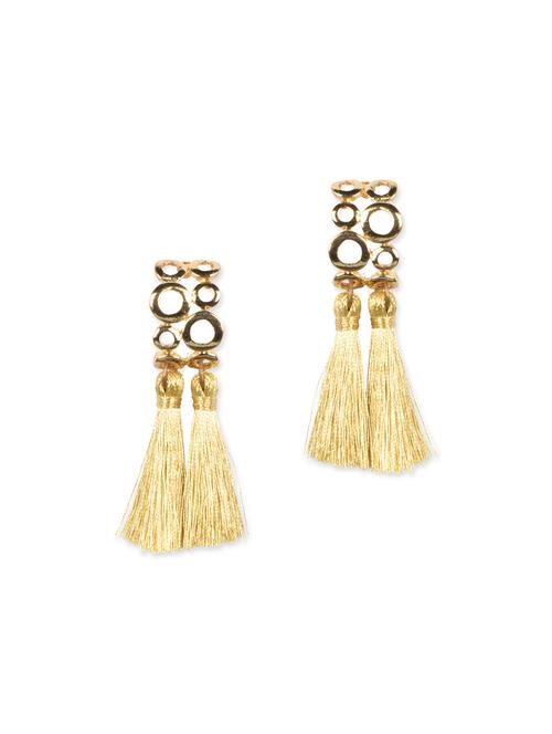 Gold tassel trim metal alloy tassel earrings - 13087964 - Very Small Image - 1