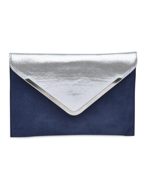 blue faux leather and velvet clutch - 1308854 - Very Small Image - 1