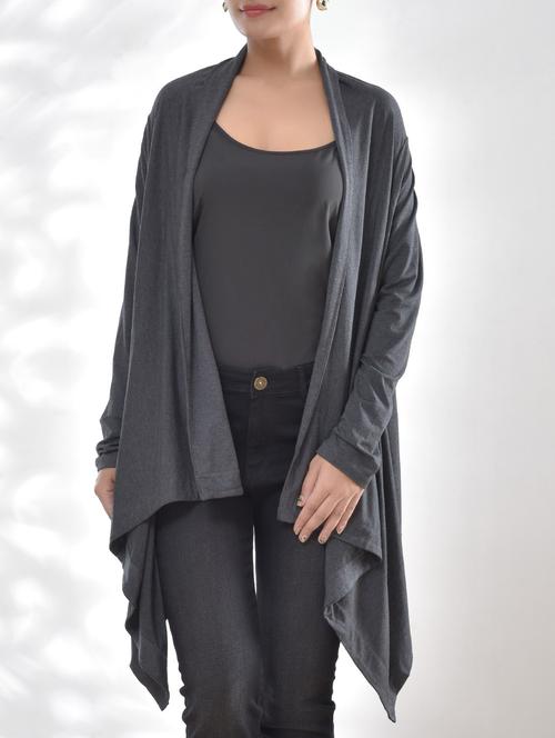 solid grey viscose lycra jersey asymmetrical jacket - 1309562 - Very Small Image - 1