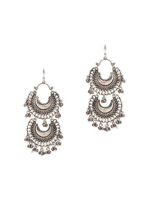 silver beaded brass earrings - 13099822 - Very Small Image - 1