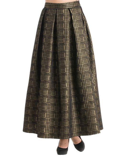 black and gold box pleat maxi skirt - 13103226 - Very Small Image - 1