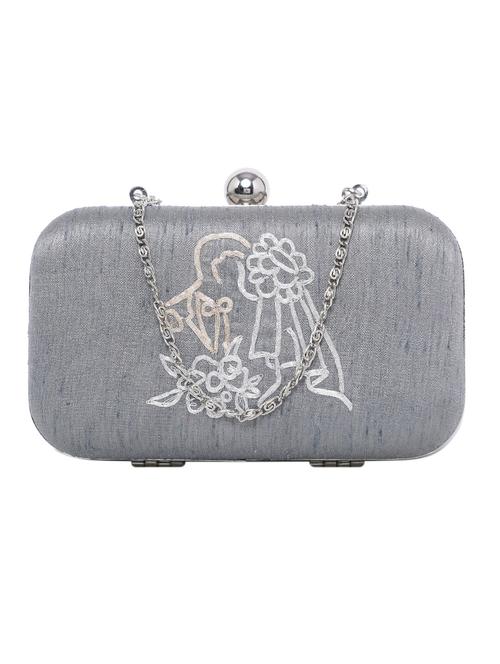 grey silk clutch - 13103516 - Very Small Image - 1