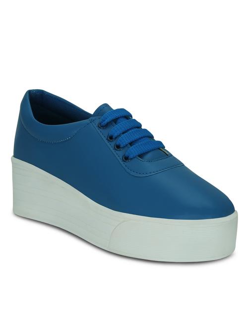 blue faux leather plimsolls sneakers - 13105149 - Very Small Image - 1