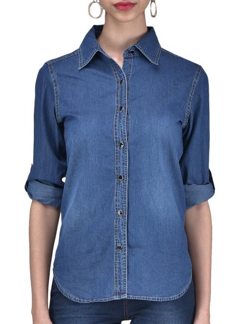 The Vanca Blue Acid Washed Denim Shirt - 1311885 - Very Small Image - 1