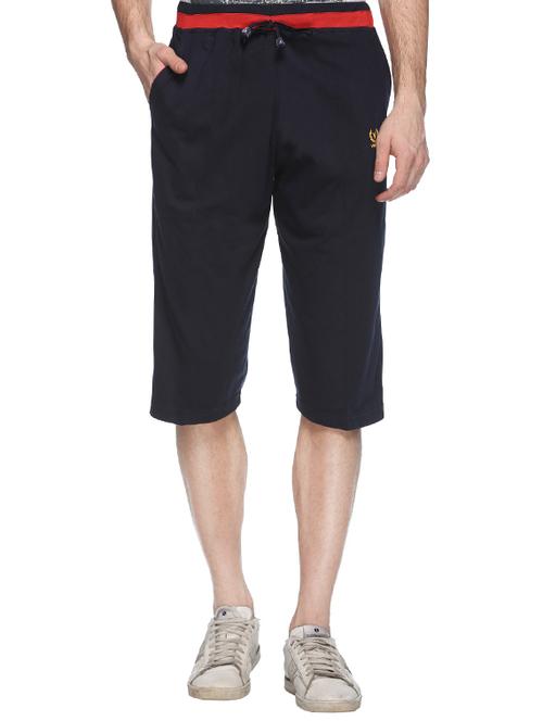 Navy Blue Cotton Three Fourths - 13149536 - Very Small Image - 1