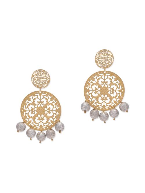 gold and silver filigree drop earrings - 13161278 - Very Small Image - 1