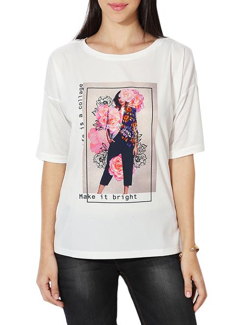 white printed polyester regular tee - 13173576 - Very Small Image - 1