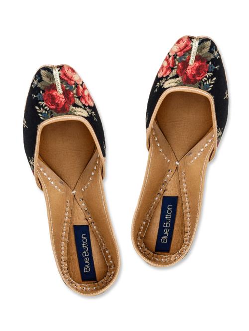 black floral faux leather mojaris - 1318041 - Very Small Image - 1