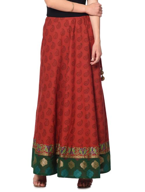 Red cotton flared skirt - 13185633 - Very Small Image - 1