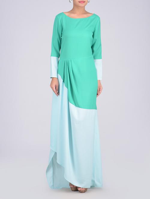 mint green and aqua blue georgette maxi dress - 1327360 - Very Small Image - 1