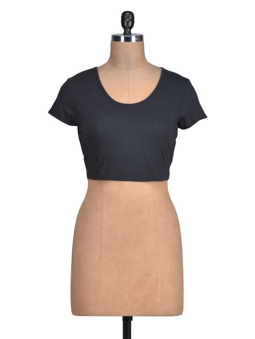 solid black cotton crop top - 1329548 - Very Small Image - 1