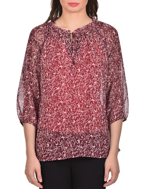 tie neck gathered detail top - 13315671 - Very Small Image - 1