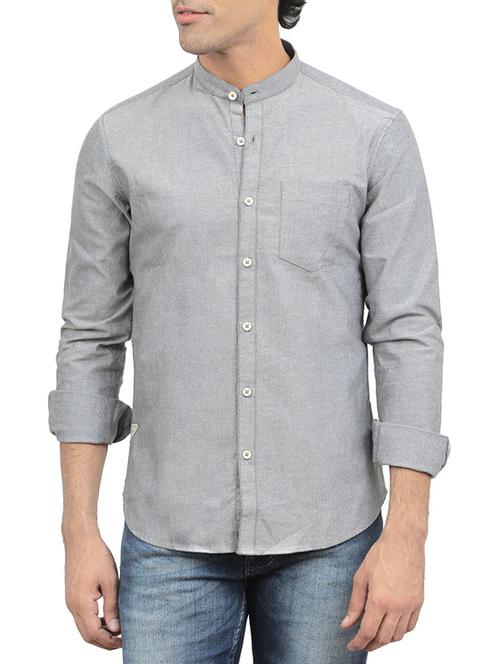 Grey Cotton Casual Shirt - 13323870 - Very Small Image - 1
