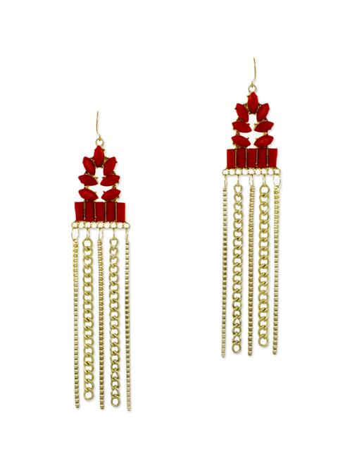 gold metal drop earrings - 13331457 - Standard Image - 0