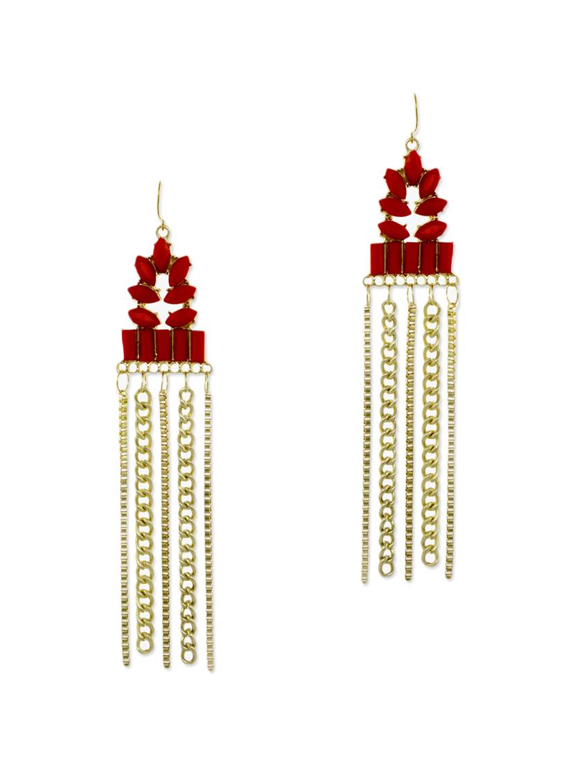 gold metal drop earrings - 13331457 - Zoom Image - 0