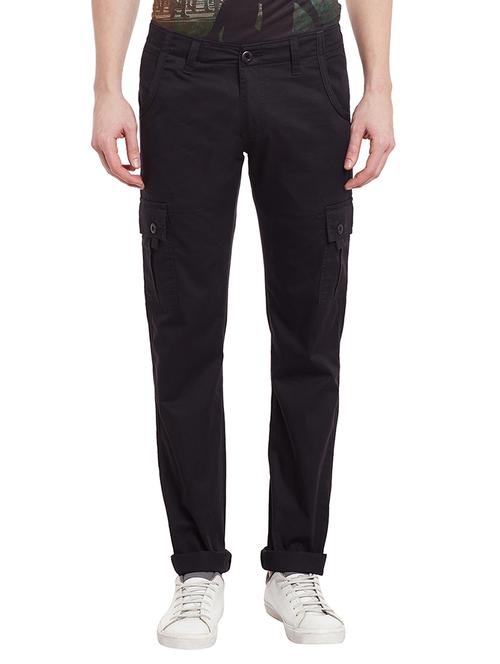 black cotton casual trousers - 13340314 - Very Small Image - 1