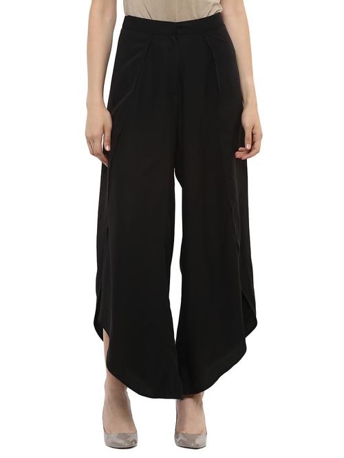 Black Crepe Wide Leg Trouser - 13359319 - Very Small Image - 1