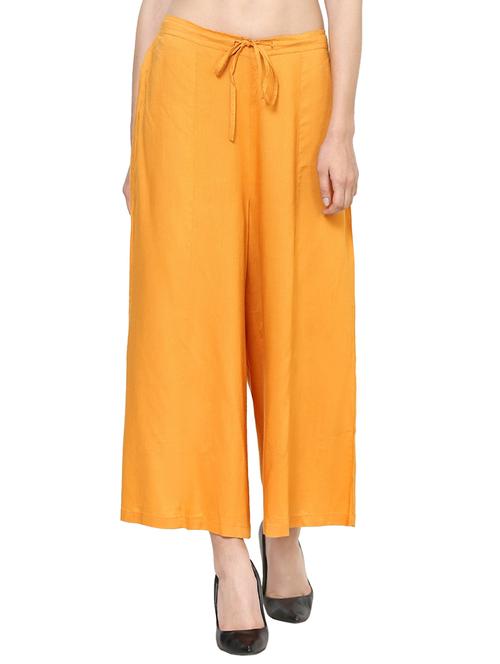 yellow cotton palazzos - 13361655 - Very Small Image - 1