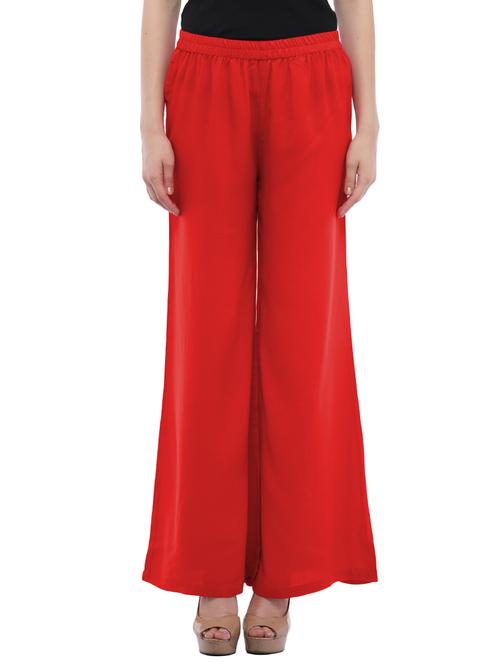 solid red rayon palazzo - 13397866 - Very Small Image - 1