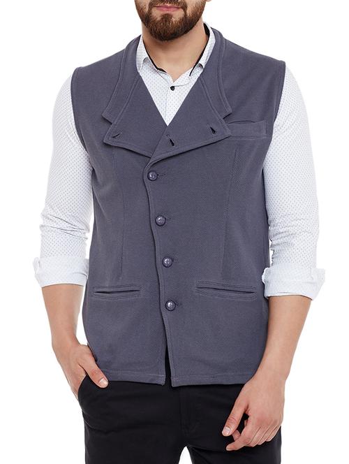 grey cotton waist coat - 13444715 - Very Small Image - 1