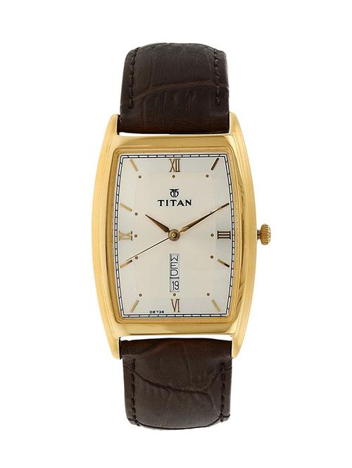 titan analogue white dial day & date mens's watch - 1640yl02 - 13463975 - Very Small Image - 1