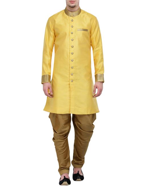 yellow silk blend ethnic wear set - 13468562 - Very Small Image - 1