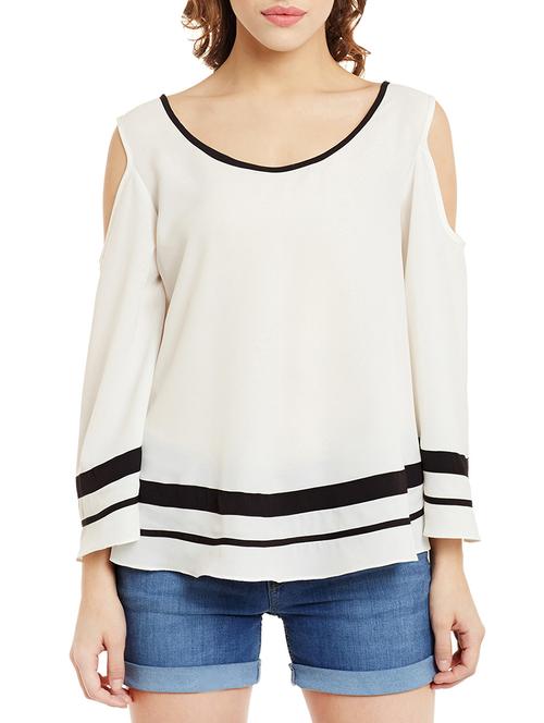 solid white back slit top - 13660486 - Very Small Image - 1