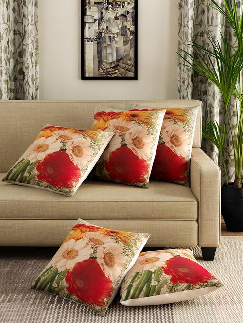 romee set of 5 polyester floral printed cushion cover - 13665689 - Very Small Image - 1