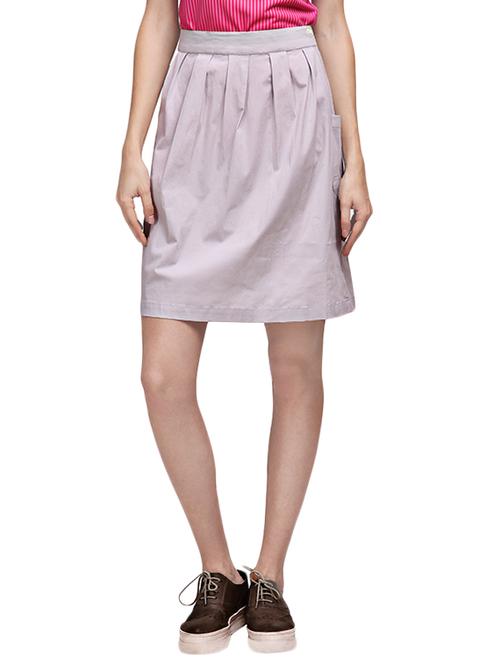 grey cotton pleated skirts - 13698153 - Very Small Image - 1