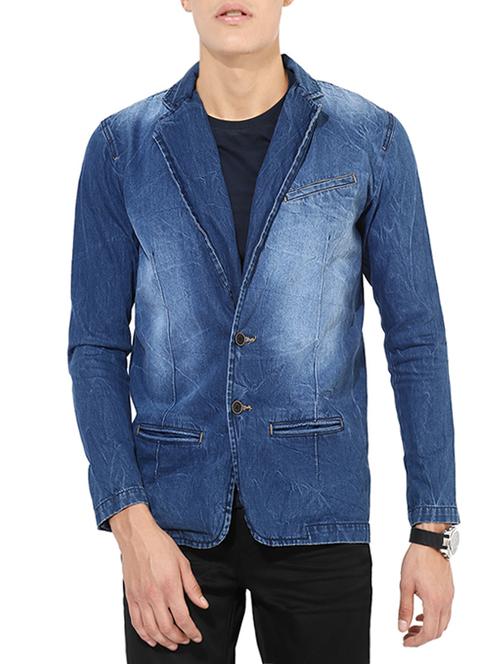 blue cotton casual blazer - 13739354 - Very Small Image - 1