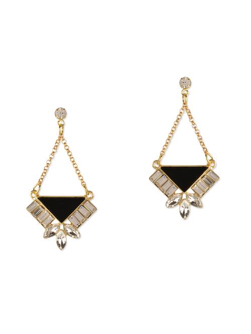 black gold tone stone earrings - 13746673 - Very Small Image - 1