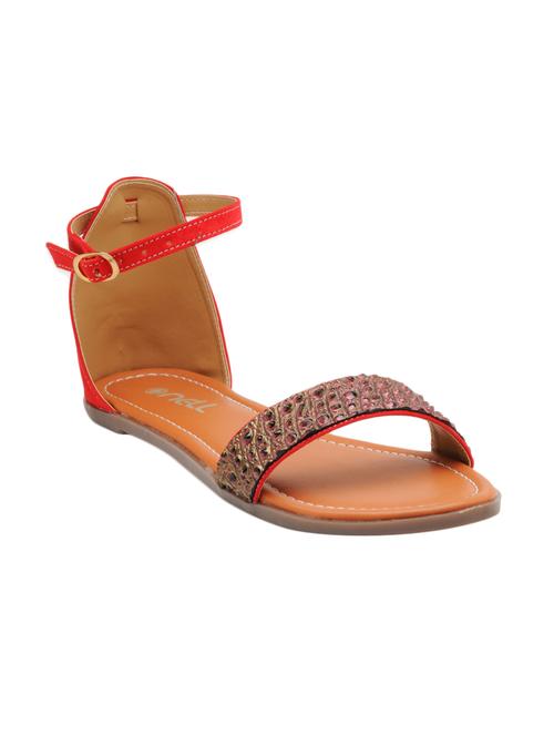 red faux leather closed back sandals - 13756207 - Very Small Image - 1