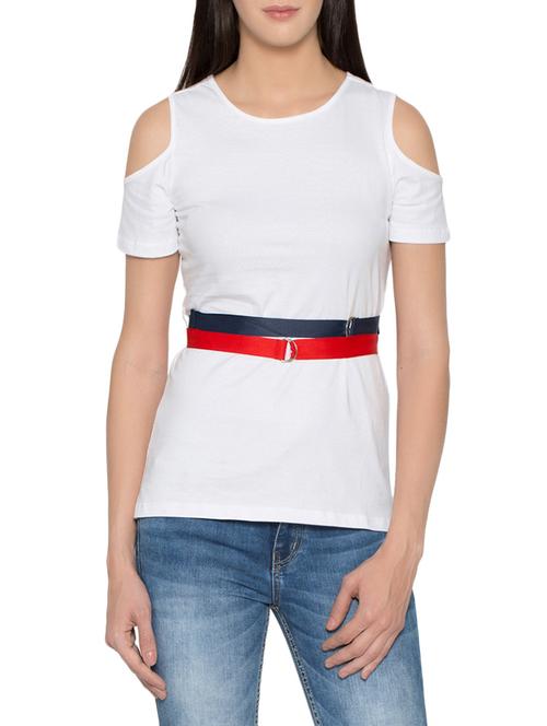 cold shoulder double belted top - 13767177 - Very Small Image - 1