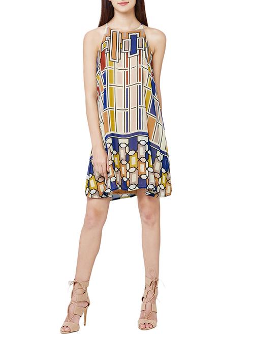And geometric prints, in-cut shoulder dress - 13785608 - Very Small Image - 1