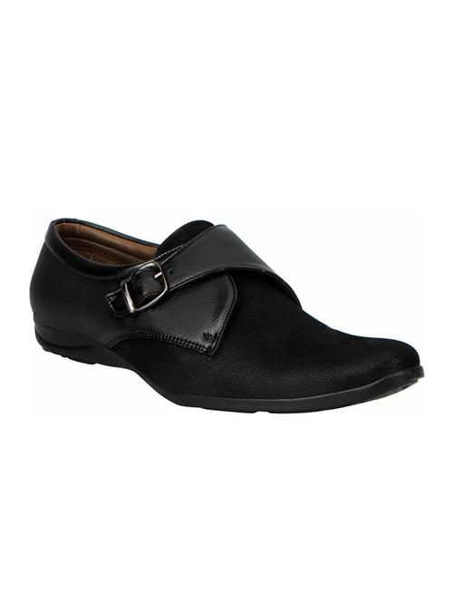 black leatherette slip on monk strap - 13817961 - Very Small Image - 1