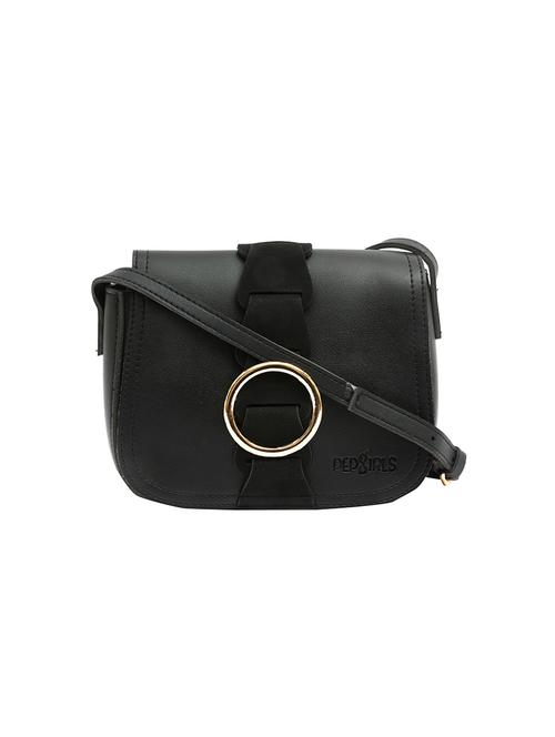 black leatherette  regular sling bag - 13818349 - Very Small Image - 1