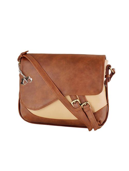 brown leatherette regular sling bag - 13820497 - Very Small Image - 1