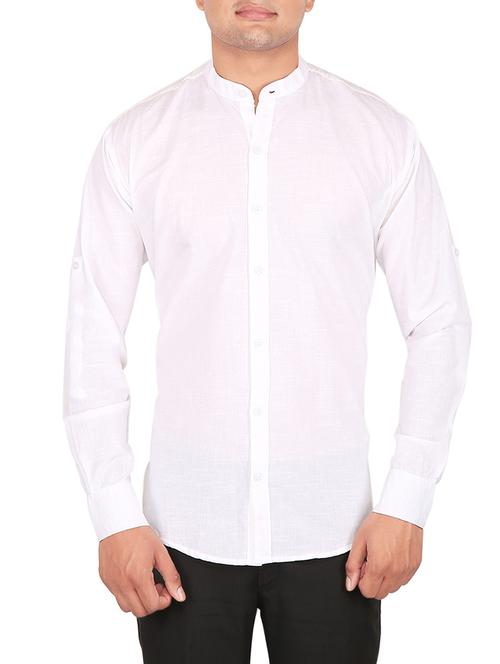 White Linen Casual Shirt - 13844860 - Very Small Image - 1