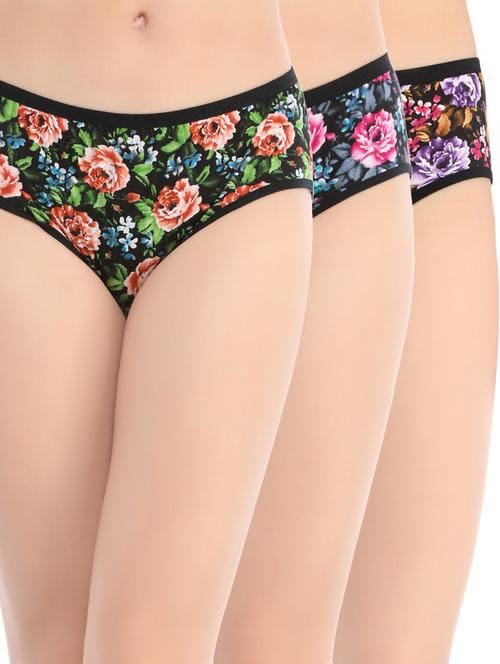set of 3 multicolored floral printed cotton panties - 13844929 - Very Small Image - 1