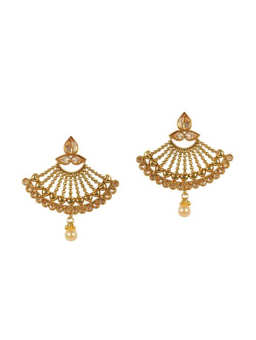 Gold Metal Drop Earrings - 13869951 - Very Small Image - 1