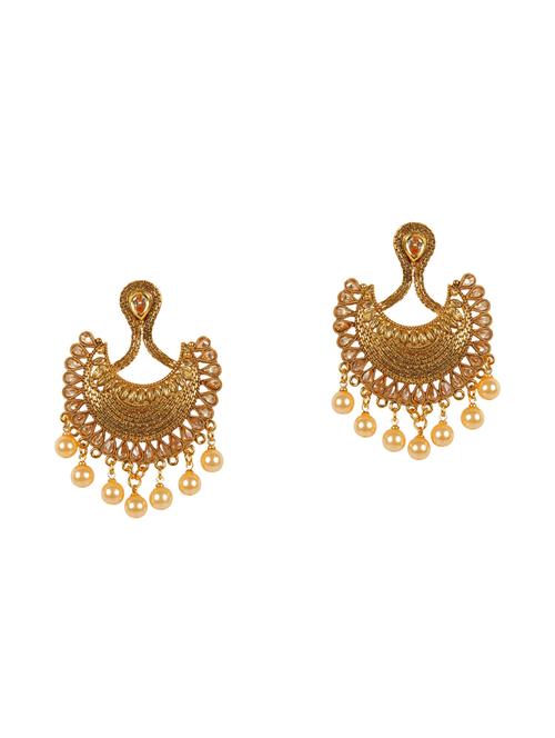 gold metal drop earrings - 13869958 - Very Small Image - 1