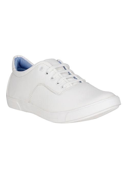 white leatherette lace up sneaker - 13875572 - Very Small Image - 1