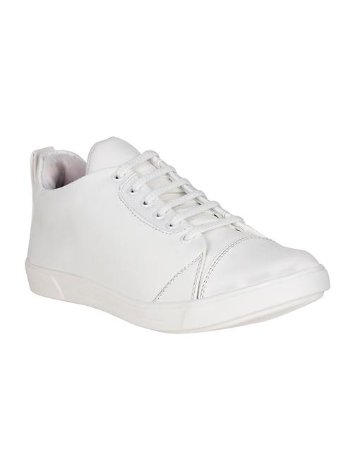 white leatherette lace up sneaker - 13875578 - Very Small Image - 1