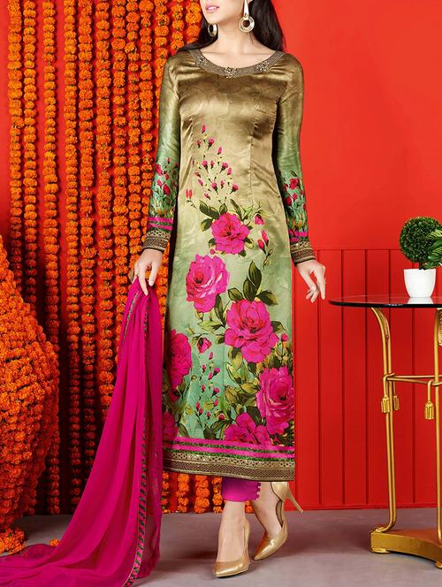 multi colored  semi-stitched  straight pant suit - 13891597 - Very Small Image - 1