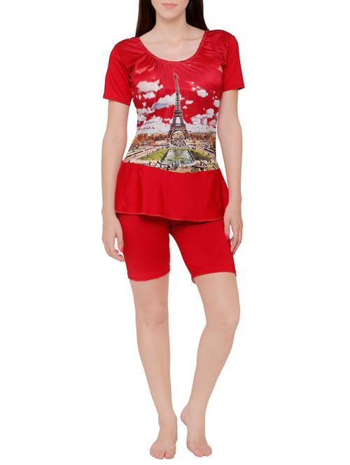 red printed functional swimsuit - 13927153 - Very Small Image - 1